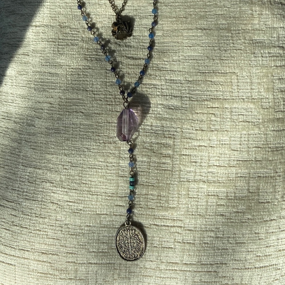 Free People long necklace with amethyst stone